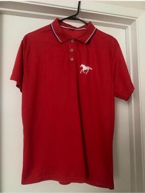 Red Polo Shirt with White Horse Logo